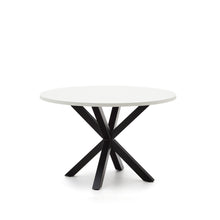 Load image into Gallery viewer, Argo round table in white melamine and steel legs with black finish Ø 120 cm