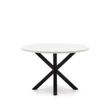 Load image into Gallery viewer, Argo round table in white melamine and steel legs with black finish Ø 120 cm - image 3