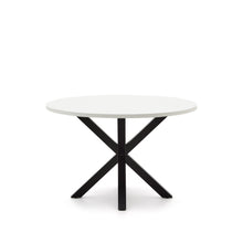 Load image into Gallery viewer, Argo round table in white melamine and steel legs with black finish Ø 120 cm - image 4