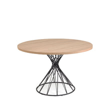 Load image into Gallery viewer, Niut round Ø 120 cm melamine table with natural finish and steel legs with black finish