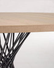 Load image into Gallery viewer, Niut round Ø 120 cm melamine table with natural finish and steel legs with black finish - image 4