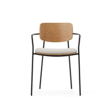 Load image into Gallery viewer, Maureen stackable chair in poplar plywood with light tone finish and black metal legs, 100% FSC. - image 7