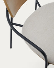 Load image into Gallery viewer, Maureen stackable chair in poplar plywood with light tone finish and black metal legs, 100% FSC. - image 13