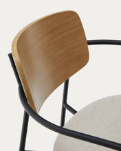 Load image into Gallery viewer, Maureen stackable chair in poplar plywood with light tone finish and black metal legs, 100% FSC. - image 14
