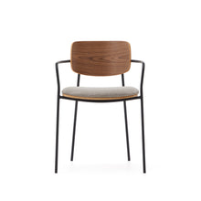 Load image into Gallery viewer, Maureen stacking chair in poplar plywood with warm tone finish and black metal legs, 100% FSC - image 7