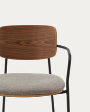 Load image into Gallery viewer, Maureen stacking chair in poplar plywood with warm tone finish and black metal legs, 100% FSC - image 11