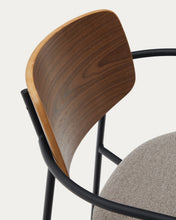 Load image into Gallery viewer, Maureen stacking chair in poplar plywood with warm tone finish and black metal legs, 100% FSC - image 13