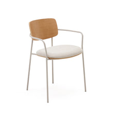 Load image into Gallery viewer, Maureen stackable chair in poplar plywood with light tone finish and beige metal legs, 100% FSC