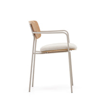 Load image into Gallery viewer, Maureen stackable chair in poplar plywood with light tone finish and beige metal legs, 100% FSC - image 4