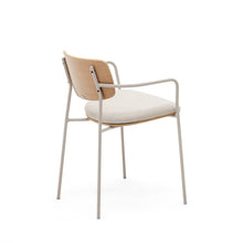 Load image into Gallery viewer, Maureen stackable chair in poplar plywood with light tone finish and beige metal legs, 100% FSC - image 6
