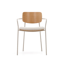 Load image into Gallery viewer, Maureen stackable chair in poplar plywood with light tone finish and beige metal legs, 100% FSC - image 7