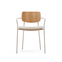 Load image into Gallery viewer, Maureen stackable chair in poplar plywood with light tone finish and beige metal legs, 100% FSC - image 8
