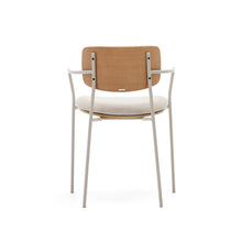 Load image into Gallery viewer, Maureen stackable chair in poplar plywood with light tone finish and beige metal legs, 100% FSC - image 9