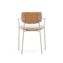 Load image into Gallery viewer, Maureen stackable chair in poplar plywood with light tone finish and beige metal legs, 100% FSC - image 10