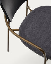 Load image into Gallery viewer, Maureen stackable chair in poplar plywood with dark tone finish and brass-finish metal, 100% FSC - image 12
