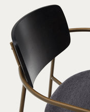 Load image into Gallery viewer, Maureen stackable chair in poplar plywood with dark tone finish and brass-finish metal, 100% FSC - image 13