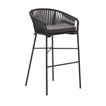 Load image into Gallery viewer, Yanet stool made from black cord and galvanised steel, height 80 cm