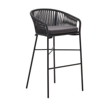 Load image into Gallery viewer, Yanet stool made from black cord and galvanised steel, height 80 cm - image 2
