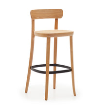 Load image into Gallery viewer, Romane stool beechwood stool with a natural finish, ash wood veneer and ratan seat 75 cm
