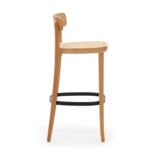 Load image into Gallery viewer, Romane stool beechwood stool with a natural finish, ash wood veneer and ratan seat 75 cm - image 4