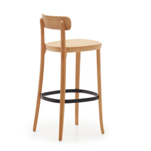 Load image into Gallery viewer, Romane stool beechwood stool with a natural finish, ash wood veneer and ratan seat 75 cm - image 5