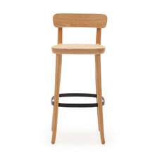 Load image into Gallery viewer, Romane stool beechwood stool with a natural finish, ash wood veneer and ratan seat 75 cm - image 7
