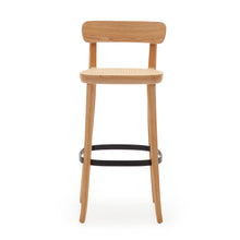 Load image into Gallery viewer, Romane stool beechwood stool with a natural finish, ash wood veneer and ratan seat 75 cm - image 8