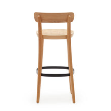 Load image into Gallery viewer, Romane stool beechwood stool with a natural finish, ash wood veneer and ratan seat 75 cm - image 10