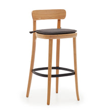Load image into Gallery viewer, Romane stool beechwood stool with a natural finish, ash wood veneer and ratan seat 75 cm - image 12