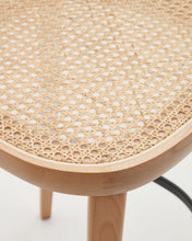 Load image into Gallery viewer, Romane stool beechwood stool with a natural finish, ash wood veneer and ratan seat 75 cm - image 18