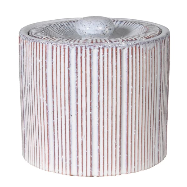 Small Red and White Striped Lidded Jar
