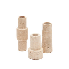 Load image into Gallery viewer, Majid set of 3 beige travertine candle holders