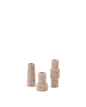 Load image into Gallery viewer, Majid set of 3 beige travertine candle holders - image 2