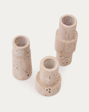 Load image into Gallery viewer, Majid set of 3 beige travertine candle holders - image 6