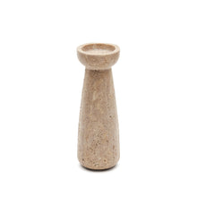 Load image into Gallery viewer, Magan large beige travertine candle holder