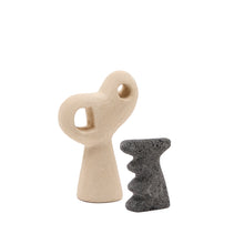 Load image into Gallery viewer, Arif set of stone sculptures in a beige and black finish, 12 cm / 23 cm