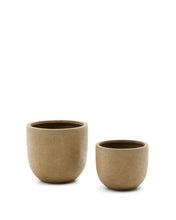 Load image into Gallery viewer, Selvi set of 2 planters with light brown stone effect Ø 37cm