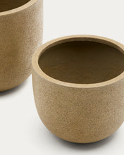 Load image into Gallery viewer, Selvi set of 2 planters with light brown stone effect Ø 37cm - image 4