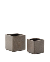 Load image into Gallery viewer, Set of 2 Minoa planters with brown stone effect 44 x 44 cm