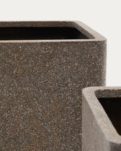 Load image into Gallery viewer, Set of 2 Minoa planters with brown stone effect 44 x 44 cm - image 5