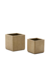 Load image into Gallery viewer, Set of 2 Minoa planters with mustard stone effect 44 x 44 cm