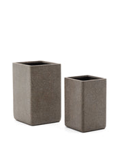 Load image into Gallery viewer, Set of 2 Minoa tall planters with brown stone effect 44 x 44 cm
