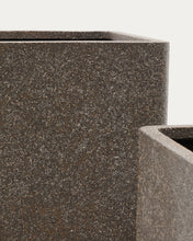 Load image into Gallery viewer, Set of 2 Minoa tall planters with brown stone effect 44 x 44 cm - image 4