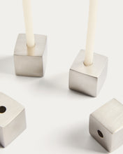 Load image into Gallery viewer, Acadia set of 4 stainless steel candle holders with matte silver finish - image 2