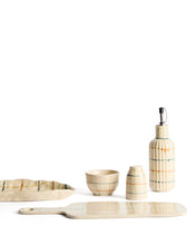 Load image into Gallery viewer, Belor set of ceramic salt and pepper shakers with multicoloured lines - image 2