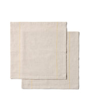 Load image into Gallery viewer, Ulaen set of 2 beige cotton and linen napkins with yellow stripes 35 x 35cm