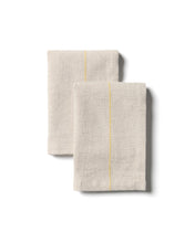 Load image into Gallery viewer, Ulaen set of 2 beige cotton and linen napkins with yellow stripes 35 x 35cm - image 2