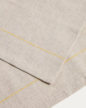 Load image into Gallery viewer, Ulaen set of 2 beige cotton and linen napkins with yellow stripes 35 x 35cm - image 3