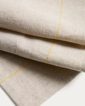 Load image into Gallery viewer, Ulaen set of 2 beige cotton and linen napkins with yellow stripes 35 x 35cm - image 4