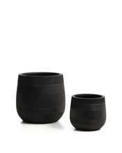 Load image into Gallery viewer, Tival set of 2 black cement-effect planters Ø 50cm/Ø 34cm